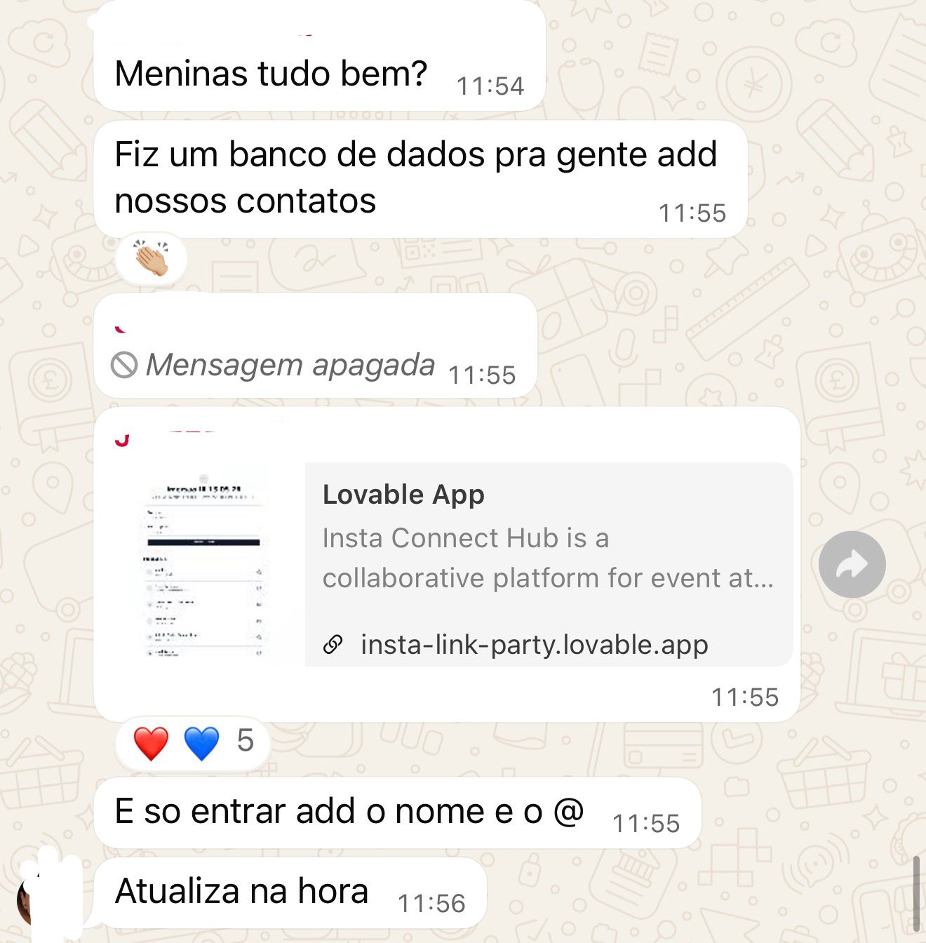 Depoimento de aluna — banco de dados de contatos