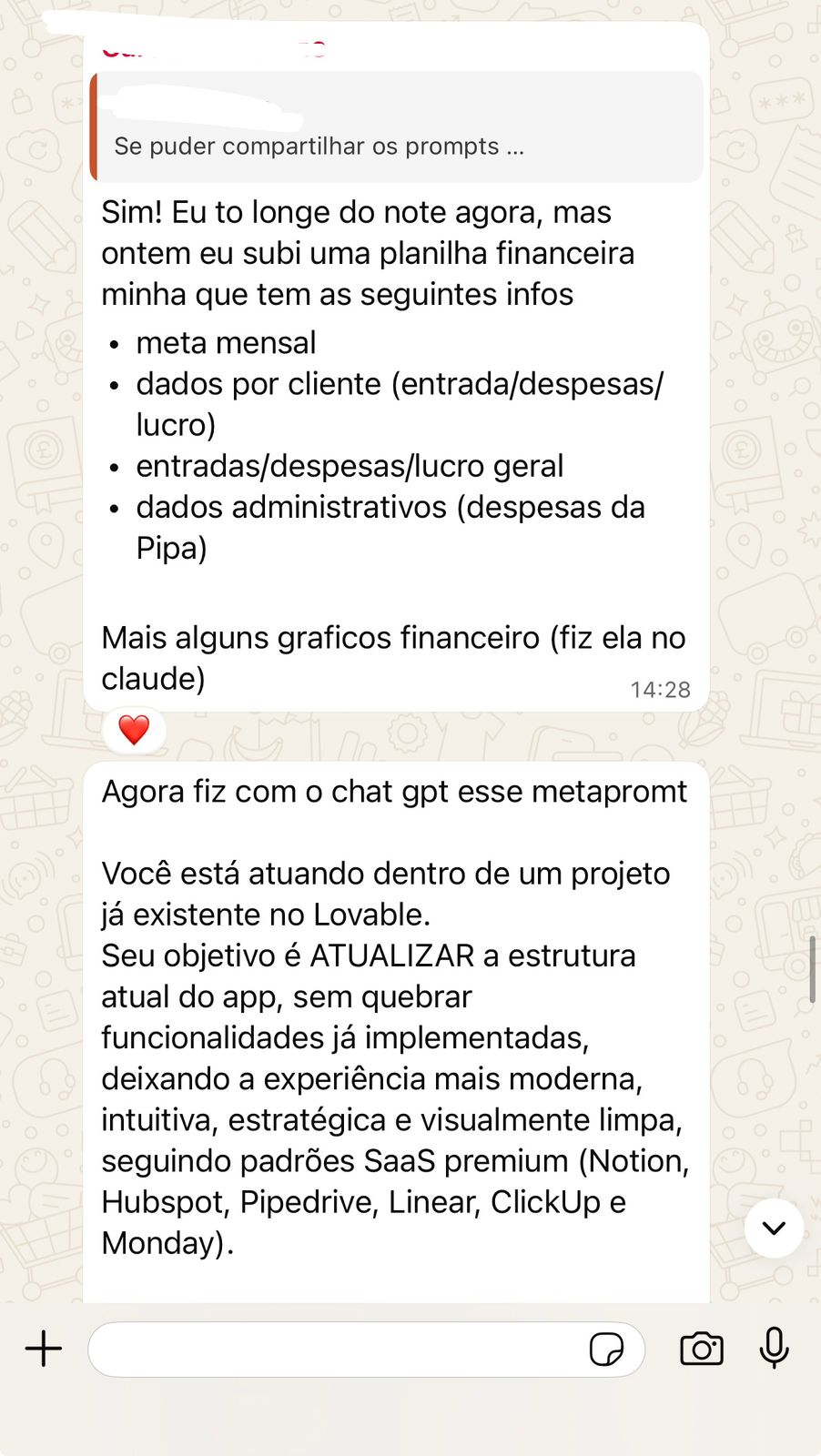 Depoimento de aluna — planilha financeira com IA
