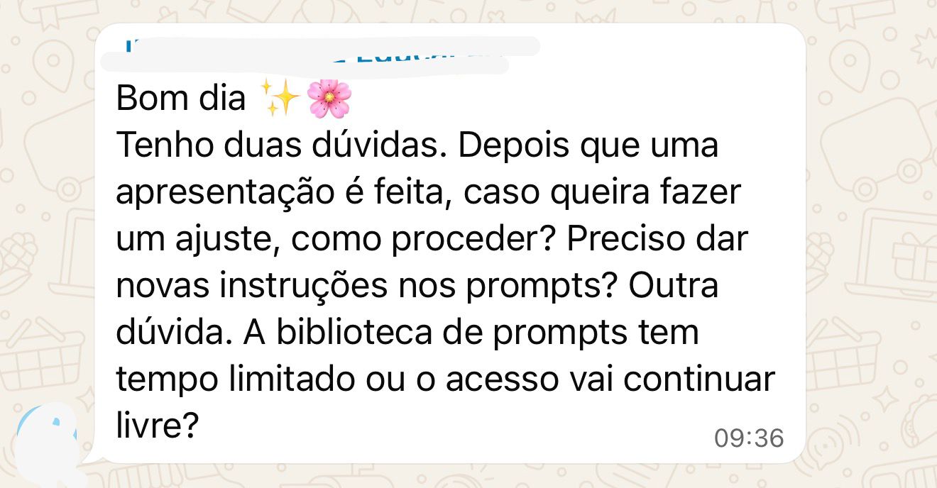 Depoimento de aluna — troca sobre prompts